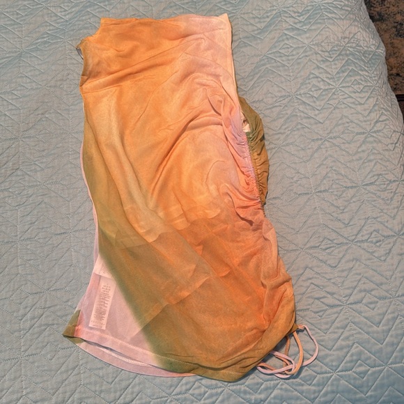 Authentic TOPSHOP ombre shirred sleeveless summer top orange-green-white sz S 4 - Picture 5 of 5